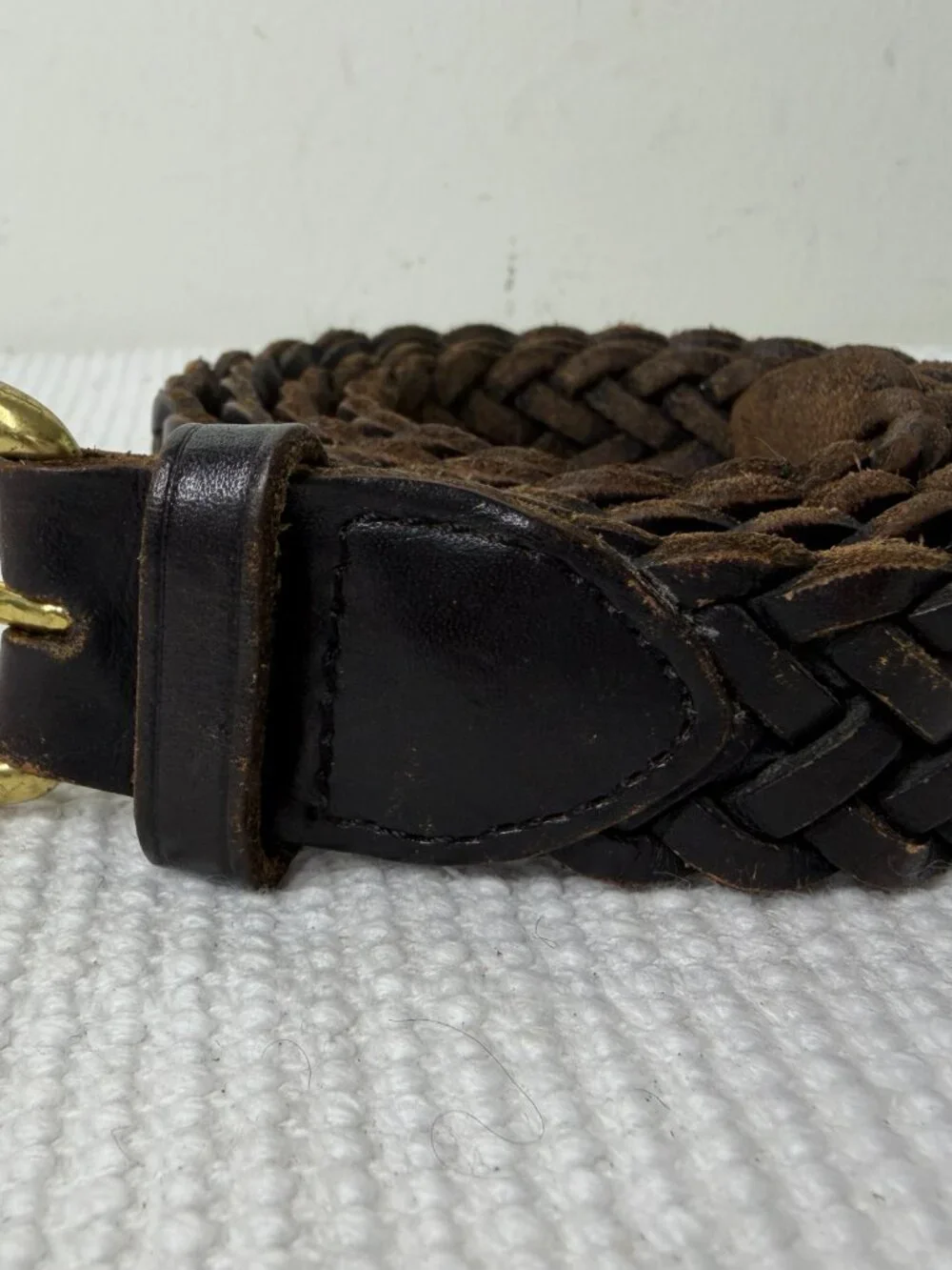 Brighton Men’s 42 Woven Braided Leather Belt Brown